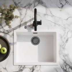 Ausmann Fibre pia branca 50x40cm de submontagem, montagem e embutida com plugue automático de metal de arma 1208971902