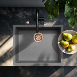 Ausmann Fibre betão pia cinza 50x40cm submontagem, montagem e instalação plana com plugue automático de cobre 1208971917