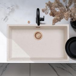 Ausmann Fibre areia branca grande pia de 70x40cm para instalação inferior, superior e embutida com plugue de cobre automático 1208971937