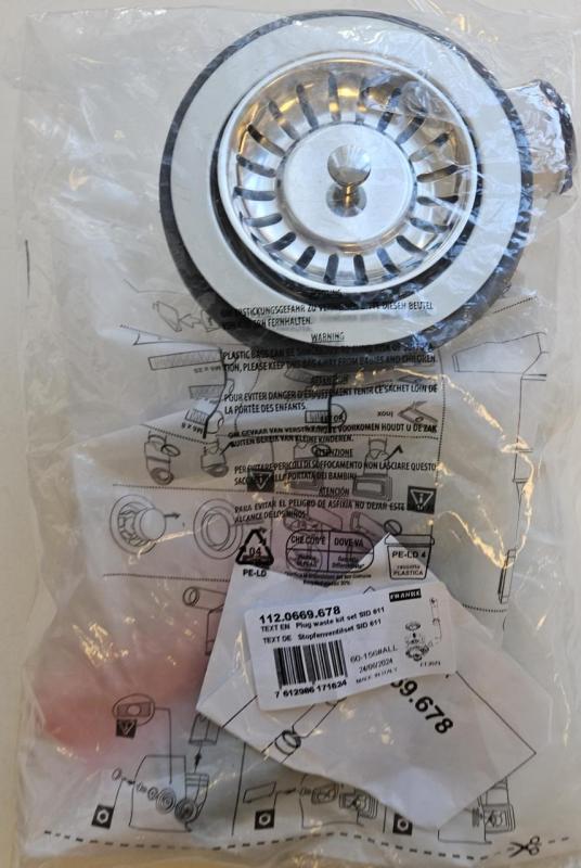 Conjunto de drenagem Franke em aço inoxidável Sirius, 1 cuba, 1 rebordo central 112.0669.678