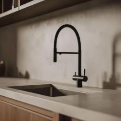 Pure.Sink Elite Aço Flex 3-vias Torneira de cozinha preta fosca com saída flexível e Água Filtrada PS8110-10