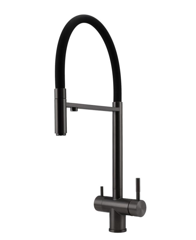 Pure.Sink Elite Steel Flex Torneira de cozinha de metal PVD de 3 vias com bico flexível e água filtrada PS8110-61