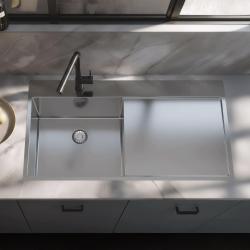 Pure.Sink Exclusivo Pia em aço inoxidável com escorredor 100x52 cm Torneira à esquerda PEX47100LT-02