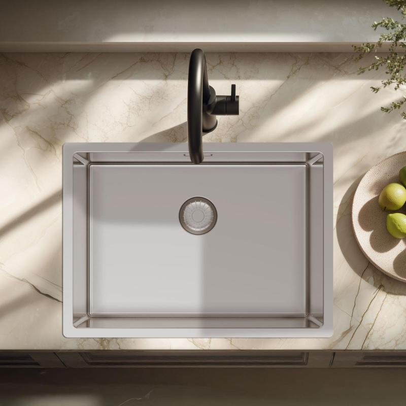 Pure.Sink Exclusivo Pia especial em aço inoxidável com 35 cm de comprimento, 50 x 35 cm e raio de 10 mm PEX5035-02