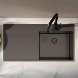Pure.Sink Exclusivo Pia em metal cinza com escorredor 100x52 cm Torneira Tapwing direita PEX47100RT-61
