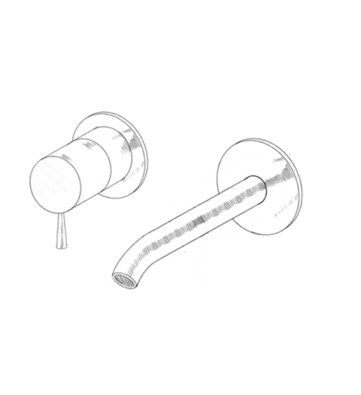 MURO TUA Torneira de lavatório embutida na parede cromada M1.AB1.2.CR