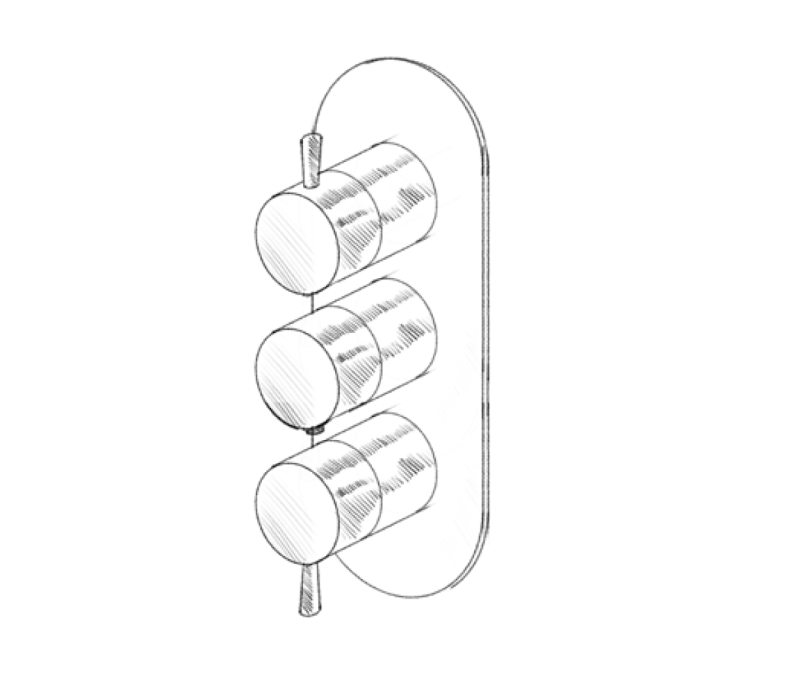 MURO TUA Torneira embutida na parede com 2 torneiras de fecho cromadas M1.B34.S.CR