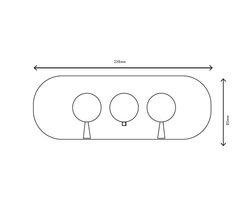 MURO TUA Torneira termostática embutida para chuveiro com 2 torneiras de corte cromadas M1.B34T.S.CR