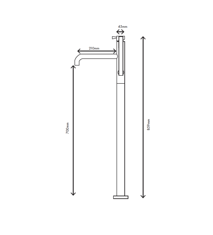 MURO TUA Torneira de banheira independente com chuveiro de mão cromado M1.CA1.CR