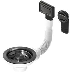 Pure.Sink Universal Conjunto de tampões para cesto Gun metal, conjunto de drenagem para lava-loiça incl. transbordamento redondo e retangular WSTMAN-61