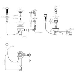 Pure.Sink Universal Conjunto de drenagem preto mate, incluindo botão de pressão com tampão, mais transbordamento retangular e redondo WSTAUT-31