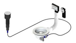 Pure.Sink Universal Conjunto de drenagem branco fosco, incluindo botão de pressão com tampão, além de transbordamento retangular e redondo WSTAUT-32