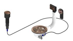 Pure.Sink Universal Conjunto de drenagem em cobre, incluindo botão de pressão com tampão, mais transbordamento retangular e redondo WSTAUT-62