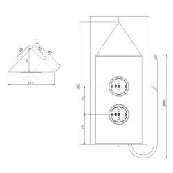 Indux Corner Coluna de energia com 2 tomadas Randaarde Hoek Cobre 1208972287
