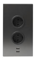 Indux Corner Coluna de energia com 2 tomadas com ligação à terra e 2 carregadores USB Gun metal 1208972299