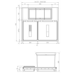 Indux Sort Sistema de recolha de resíduos duplo Comando manual para gavetas extraíveis 1208972319