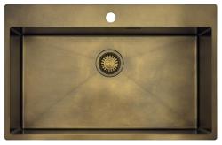 Pure.Sink Luxion Grande pia de bronze antigo PVD 78x50 cm Torneira com encaixe para torneira e prateleira inferior PLX7850T-64