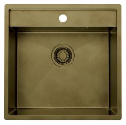 Pure.Sink Luxion PVD Antique Bronze pia 51x50 cm Torneira com banco para torneira e prateleira inferior PLX5150T-64