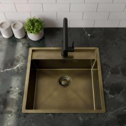 Pure.Sink Luxion PVD Antique Bronze pia 51x50 cm Torneira com banco para torneira e prateleira inferior PLX5150T-64