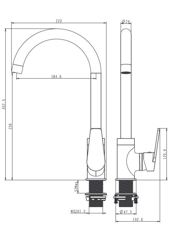 Aquanello Casa Torneira monocomando preta para cozinha BL-1201-CS