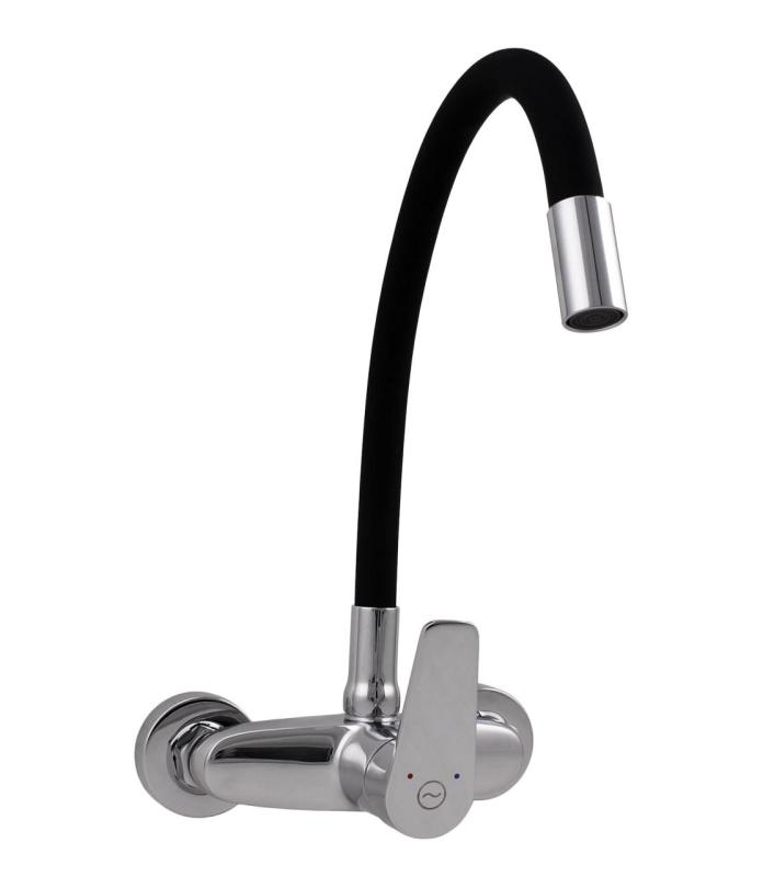 Aquanello Casa Wall-mounted Kitchen Faucet Chrome with High Flexible Spout CR-1301-CS