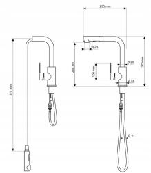 Graniteland Celeste Torneira de cozinha preta com bico extraível e chuveiro de mão com dupla função 1208972454