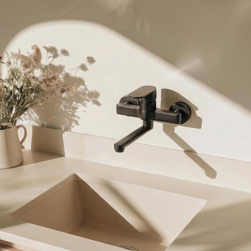 Aquanello Casa Torneira de cozinha monocomando preta com bico de 15 cm BL-1415-CS