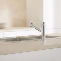 Aquanello Voss Torneira de cozinha cromada com bico extraível e função de pulverização CR-7200-VS