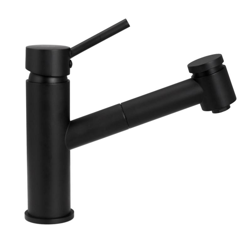 Aquanello Voss Torneira de cozinha preta com bico extraível e função de pulverização BL-7200-VS