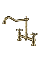 Aquanello Heritage Ascot Torneira de cozinha clássica com design nostálgico em bronze e manípulos em cruz BN-4001-HA