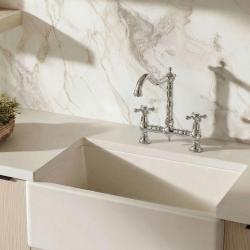 Aquanello Heritage Ascot Torneira de cozinha clássica com design nostálgico, cromada e com manípulos em cruz CR-4001-HA