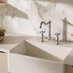 Aquanello Heritage Ascot Torneira de cozinha clássica com design nostálgico em aço inoxidável e manípulos em cruz NB-0011-HM