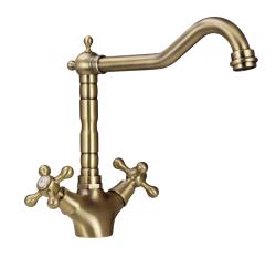 Aquanello Heritage Ascot Torneira de cozinha clássica nostálgica em bronze com bico angular BN-4002-HA