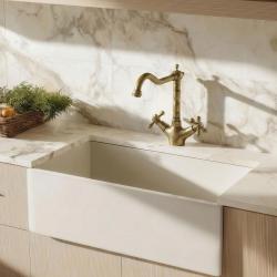 Aquanello Heritage Ascot Torneira de cozinha clássica nostálgica em bronze com bico angular BN-4002-HA