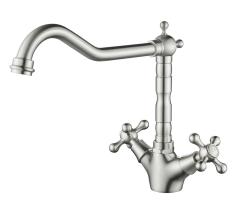 Aquanello Heritage Ascot Torneira de cozinha clássica e nostálgica em aço inoxidável com bico em ângulo NB-4002-HA