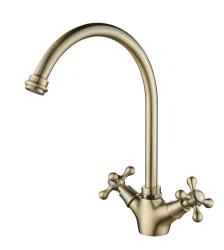 Aquanello Heritage Ascot Torneira de cozinha clássica e nostálgica em bronze com bico redondo BN-4003-HA