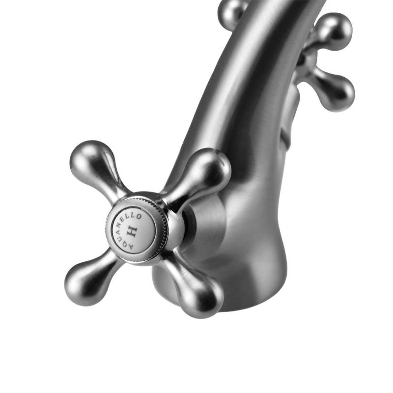 Aquanello Heritage Ascot Torneira clássica nostálgica para lavatório em aço inoxidável NB-4101-HA