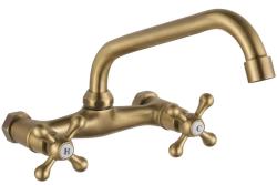 Aquanello Heritage Ascot Torneira de cozinha clássica de parede com bico superior em bronze BN-4110-HA
