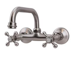 Aquanello Heritage Ascot Torneira de parede clássica para cozinha com bico superior em aço inoxidável NB-4110-HA