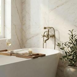 Aquanello Heritage Ascot Torneira clássica para banheira com botões estrela em bronze, incluindo chuveiro de mão BN-3002-HA