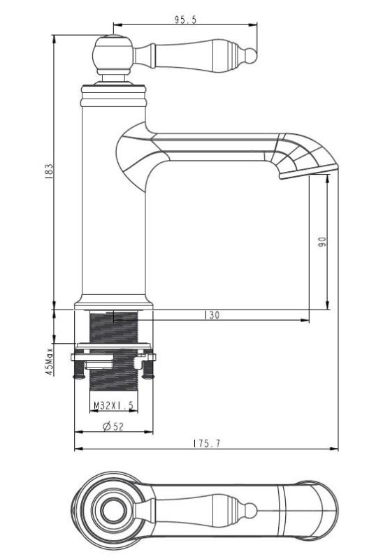 Aquanello Heritage Manor Torneira clássica nostálgica para lavatório cromada CR-1001-HM