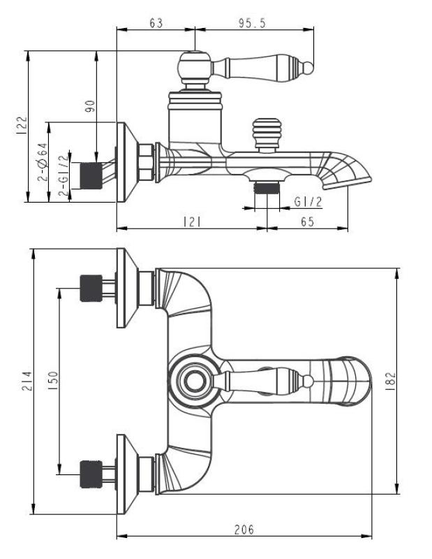 Aquanello Heritage Manor Torneira clássica para banheira Cromada CR-3001-HM