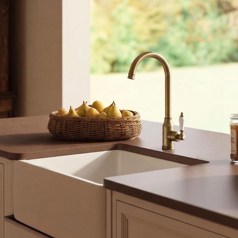 Aquanello Heritage Manor Torneira de cozinha clássica e nostálgica em bronze BN-9001-HM