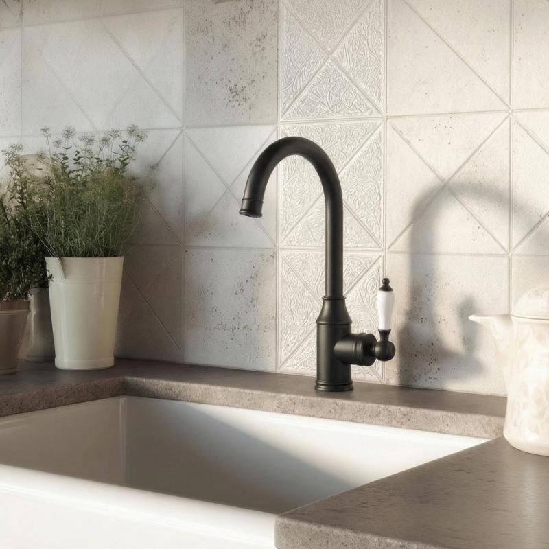 Aquanello Heritage Manor Torneira de cozinha clássica e nostálgica, preta BL-9001-HM