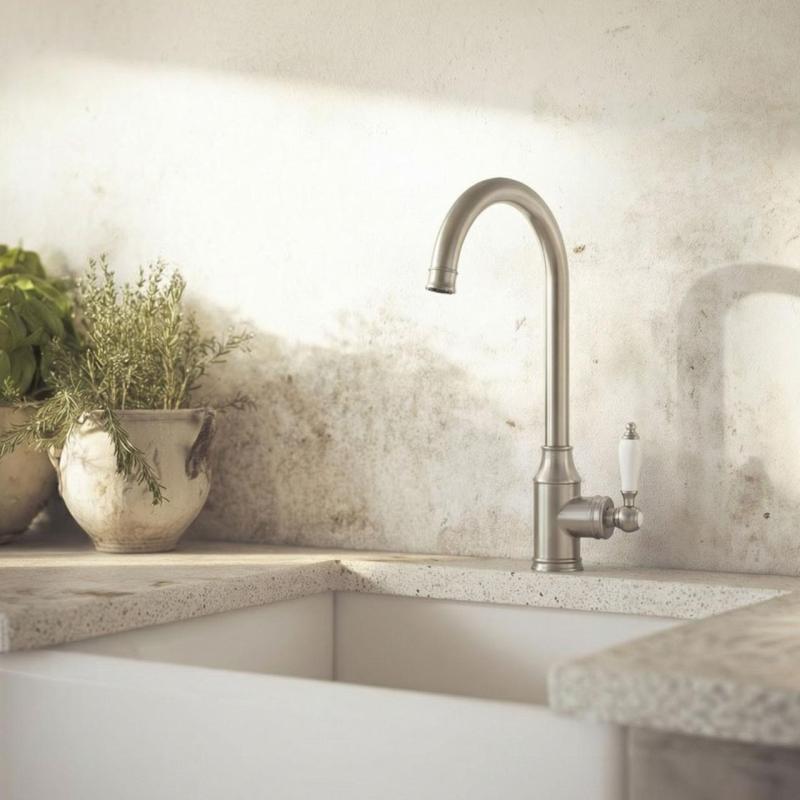 Aquanello Heritage Manor Torneira de cozinha clássica e nostálgica em aço inoxidável NB-9001-HM