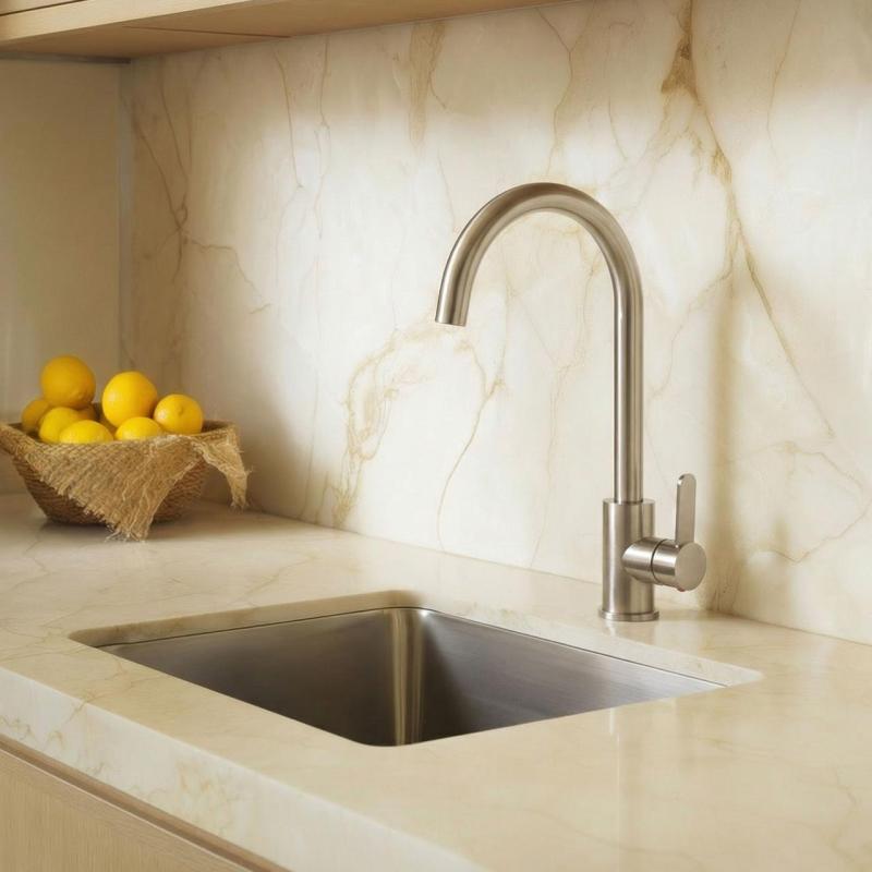 Aquanello Forma Torneira monocomando de cozinha em aço inoxidável maciço com bico redondo SS-1002-FM