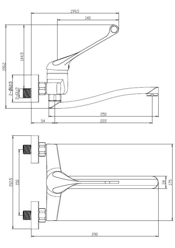 Aquanello Medic Torneira de cozinha com alavanca longa cromada CR-1005-MD