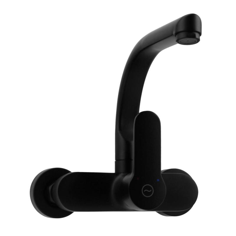 Aquanello Casa Kitchen Wall Faucet with Top Spout Black BL-1003-CS