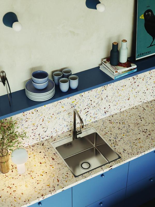 Aquadesign Plana Pia de aço inoxidável para montagem em superfície 48 x 49 cm com orifício para torneira, incluindo sifão e tampão de drenagem Clickclack 1208972559