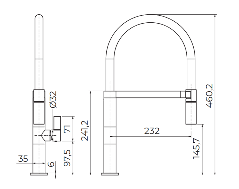 Ausmann Alira Torneira de cozinha cromada com bico flexível 1208972561